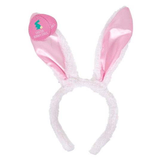 Easter Bunny Ears White n Pink Headband